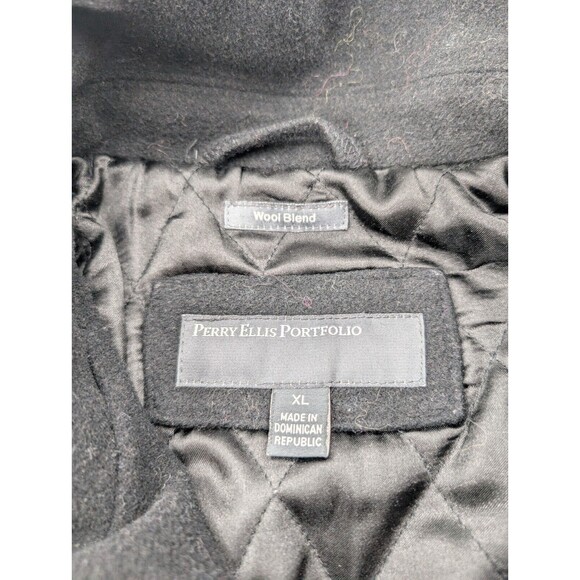 Perry Ellis Portfolio Men's Wool Blend Full Zip Mock Neck Black Winter Coat XL - Picture 3 of 8